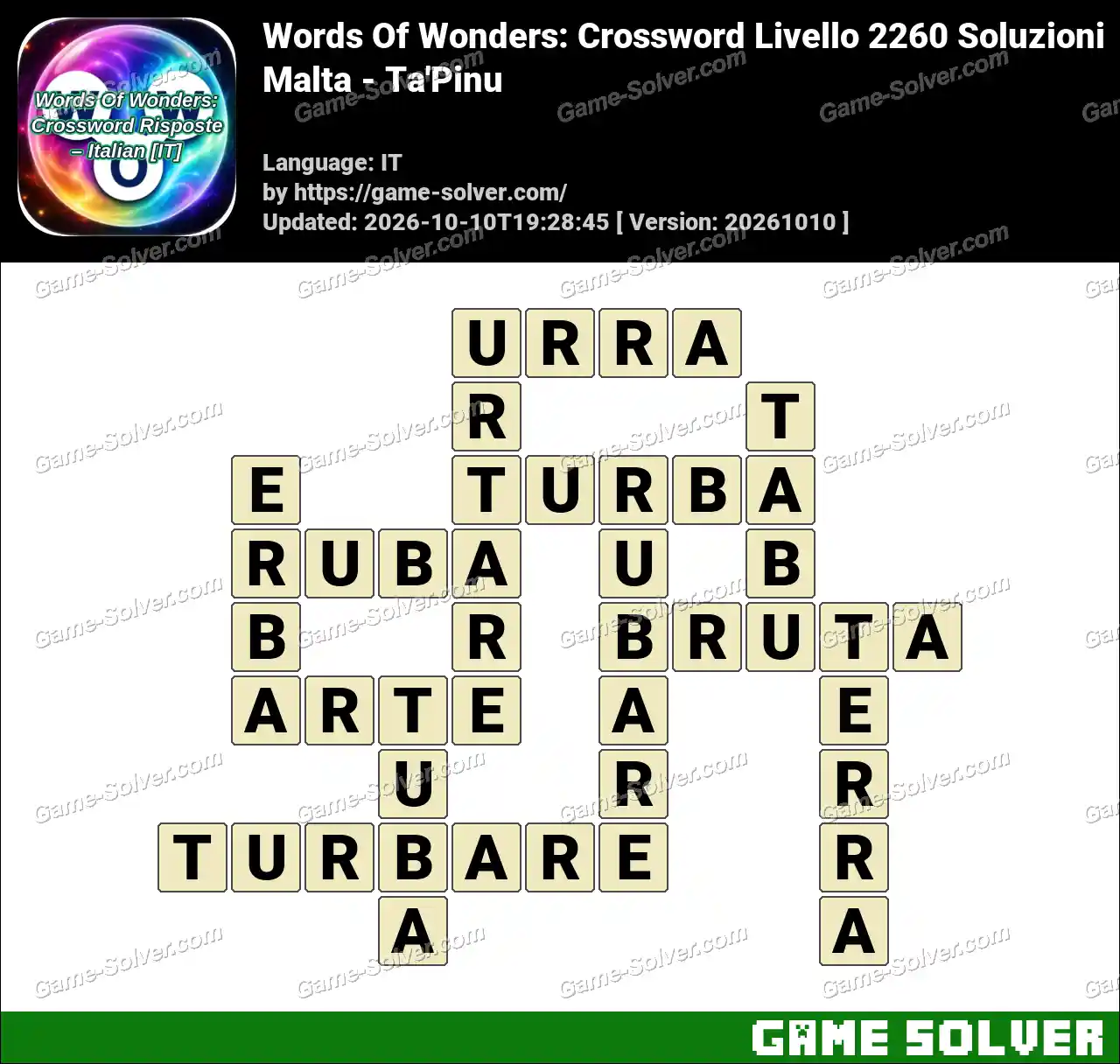 Words Of Wonders: Crossword Livello 2260 Soluzioni – Malta – Ta’Pinu